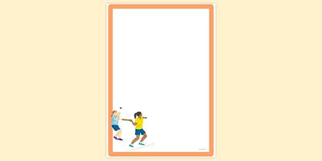 FREE! - Simple Blank Hitting a Ball Rounders Page Border | Twinkl