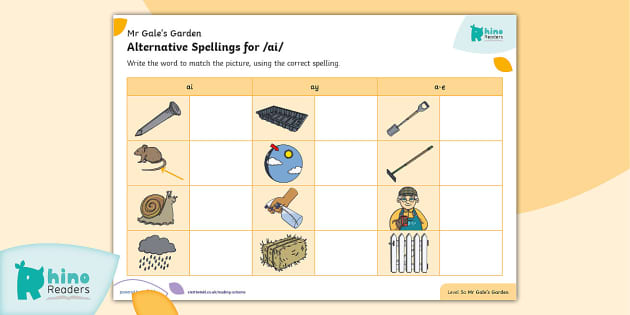 Level 5a Mr Gale's Garden: Alternative Spellings For /ai/