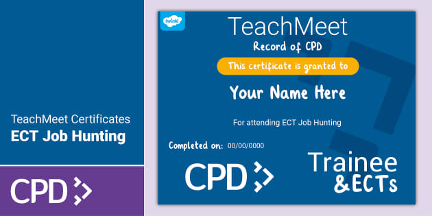 Free Teachmeet Certificate Ect Job Hunting Twinkl