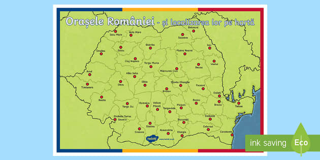 harta romaniei format a4 Orasele Romaniei pe harta Planșă format A4 (teacher made)