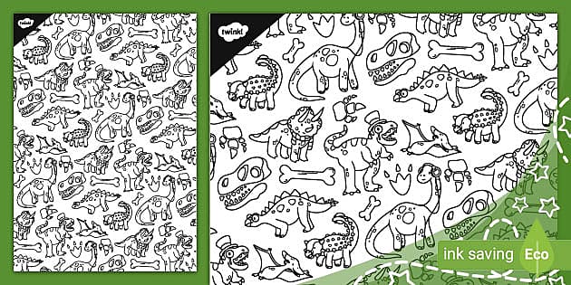 Dinosaur Doodles Pattern Sheet (teacher made) - Twinkl