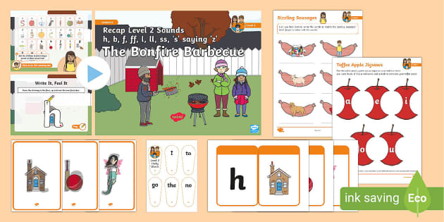 Twinkl Phonics Level 2 Recap Lesson Pack- H,b,f,l,ff,ll,ss