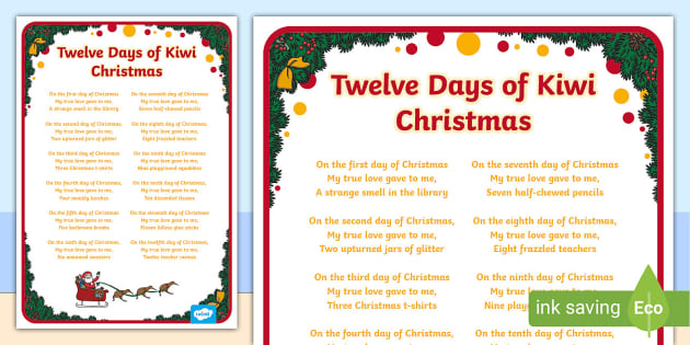 The 12 Days of Christmas Song Lyric Printables - Twinkl