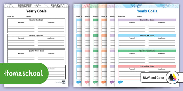 Homeschool Goals Yearly Planner (teacher made) - Twinkl