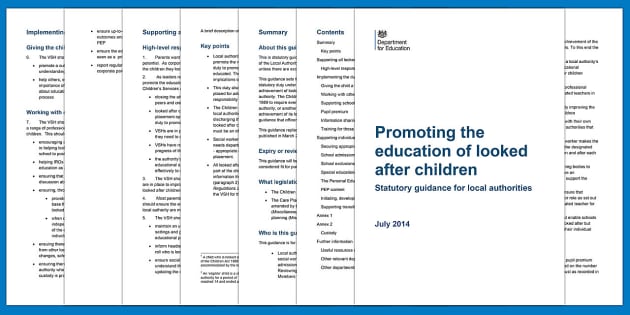Promoting the education of looked-after children DfE Guidance - LAC ...