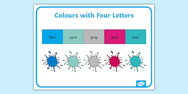 Colours with Four Letters Word Mat (l'enseignant a fait)