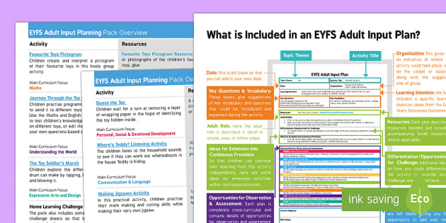 Free Eyfs Toys Adult Input Planning And Resource Pack Overview