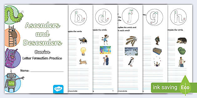 Ascenders and Descenders Cursive Formation Practice Booklet