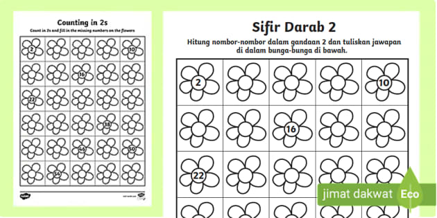 Latihan Sifir Darab 2 - Tema Bunga (teacher made) - Twinkl