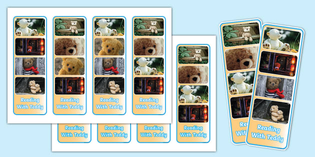 Teddy Bear Photo Strip Bookmarks (teacher made) - Twinkl