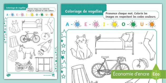 Colorier les sons voyelles (Teacher-Made) - Twinkl