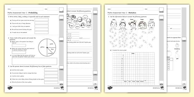 Year Three Statistics and Probability Assessment - Twinkl