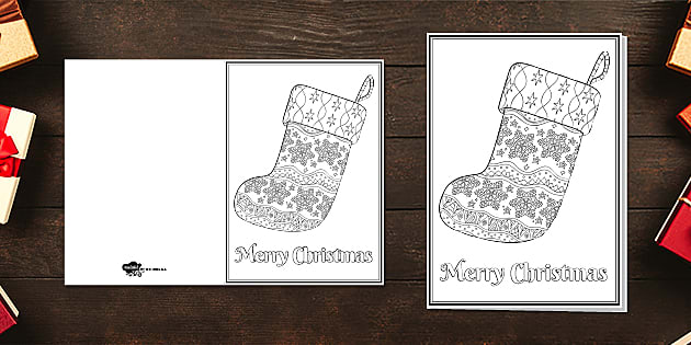 Christmas Stocking Colouring Card | Twinkl Party - Twinkl