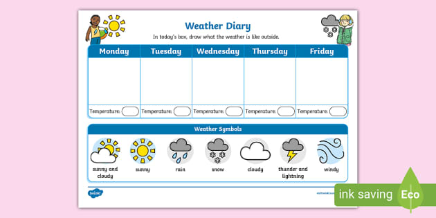 5 Day Weather Diary (teacher made) - Twinkl