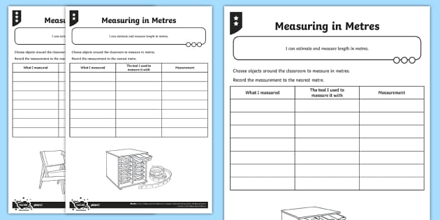 1 grade worksheet for arabic Sheets in Measuring Metres Activity Differentiated Worksheet /