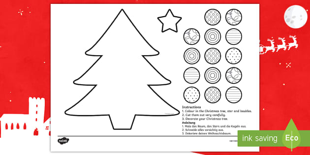 Cutting Skills Christmas Tree Activity English/German