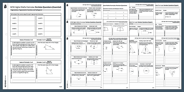 Gcse Higher Maths Formulae Revision Questions Beyond