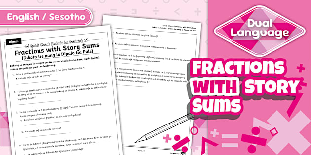 Grade 4 Maths - Term 2 -Quick Check: Fractions with Story Sums ...