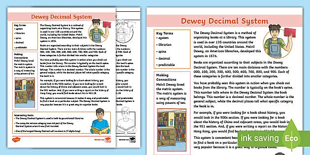 dewey decimal system matching activity teacher made