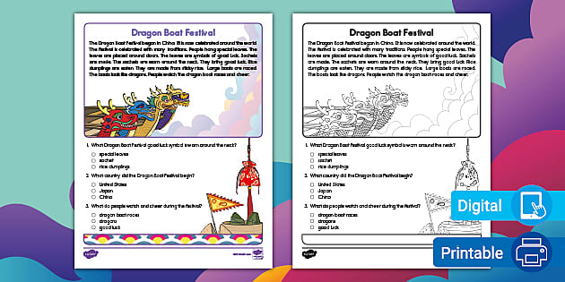 Dragon Boat Festival Reading Passage 1st Grade
