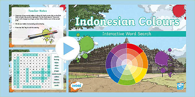 Colours Interactive Words Search PowerPoint Indonesian