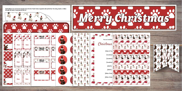FREE! - Christmas Dog Themed Party Decorations | Twinkl Party