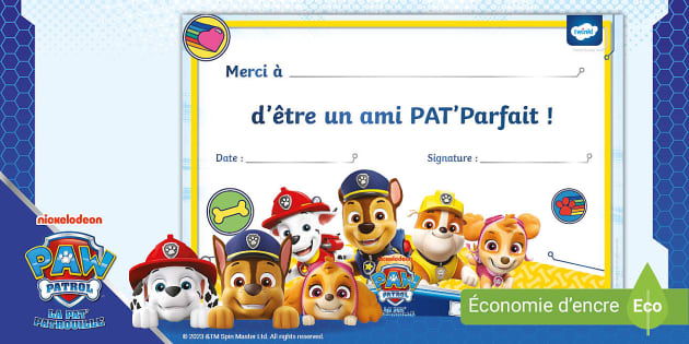 Carte invitation Pat Patrouille 01