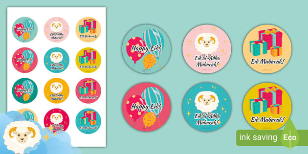 Eid al-Adha Badges - Cut outs (teacher made) - Twinkl