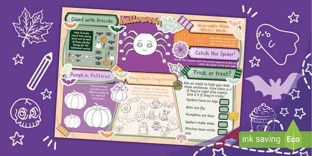 Halloween Activity Placemat (Ages 3–5) (teacher made)