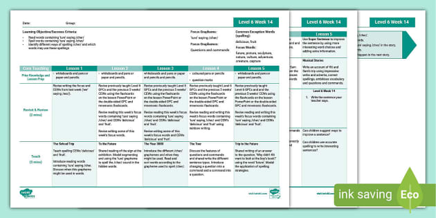 Level 6 Week 14 Weekly Plans - ‘ture’ saying /cher/