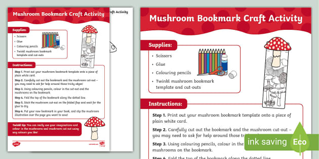 DIY Paper Mushroom Corner Bookmark!!! Paper Crafts For School