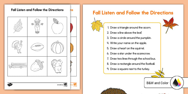 Fall Listen and Follow the Directions Activity - Twinkl