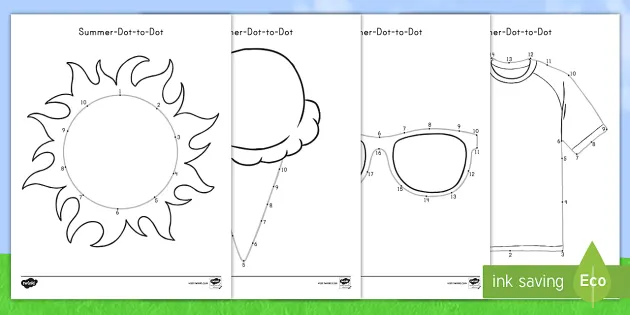 Printable Summer Dot To Dot Worksheets Art Activities