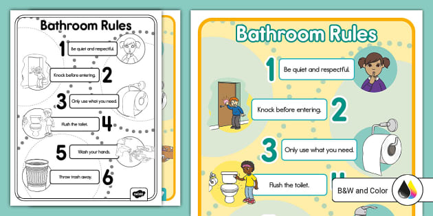 Bathroom Rules Poster (Teacher Made) Twinkl
