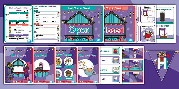 Hot Chocolate Stand Dramatic Play Printables | Pretend Play Pack, Hot Cocoa