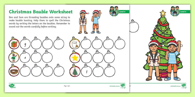 Level 4 Christmas Bauble Worksheet Professor Feito