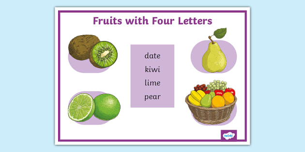 Fruits with Four Letters Display Poster - Twinkl