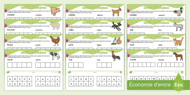 Cartes pour jeu de paires : Les animaux de la ferme - Twinkl