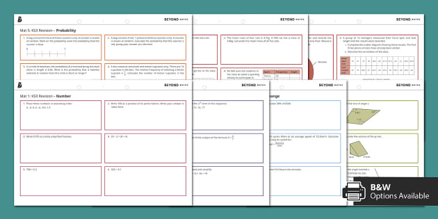 👉 KS3 Maths Revision Mats by Subject Set 1 (teacher made)