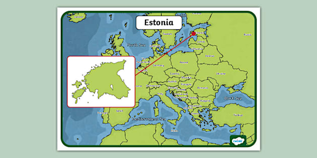 Map of Estonia in Europe Display Poster (Teacher-Made)