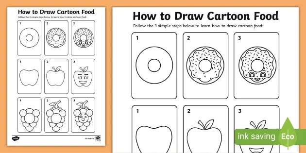 FREE! - How to Draw Cartoon Food (teacher made) - Twinkl
