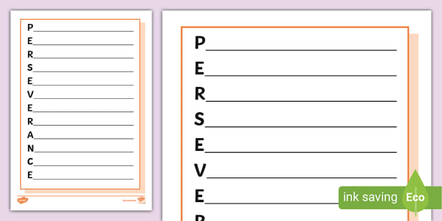 Perseverance Acrostic Poem,perseverance poem - Twinkl