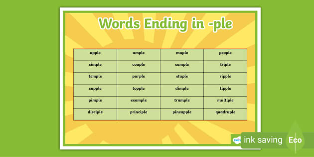 Words Ending in -ple Word Mat (teacher made) - Twinkl