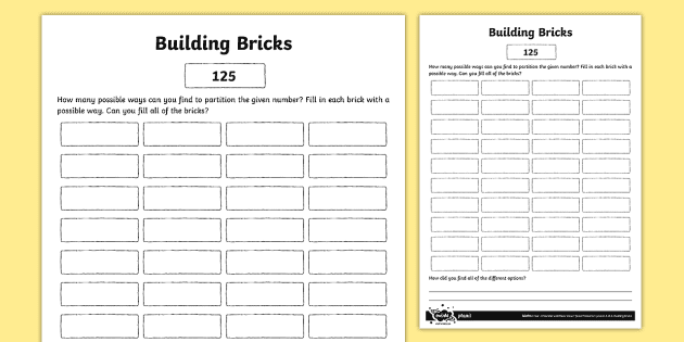 building numbers worksheet partitioning maths twinkl