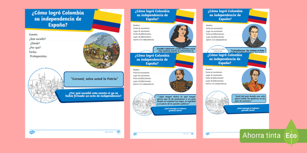 Guía de trabajo Ciencias Sociales: próceres y hechos de la independencia de Colombia