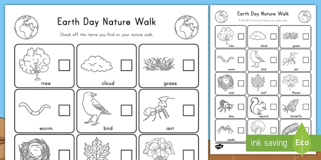 Earth Day Nature Walk Activity Sheet - Nature Identification
