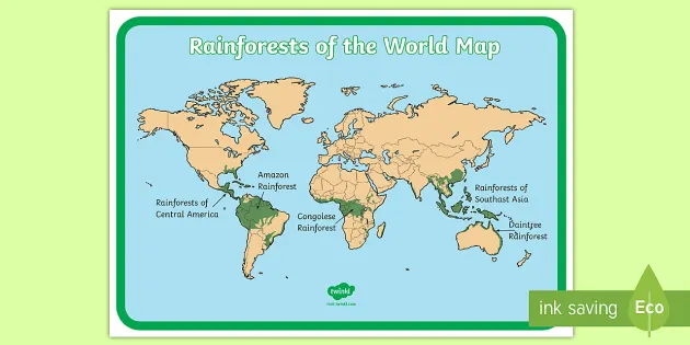 Tropical Rainforest Map Of World Free! - Rainforest Map - Ks2 Reference Sheet (Teacher Made)