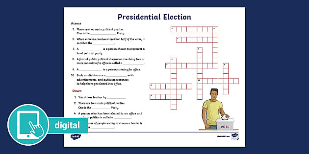 Presidential Election Crossword Puzzle for Kids Twinkl USA