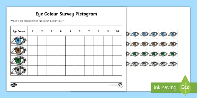 math worksheets 1 for pictograph grade Pictogram eye colour Eye FREE! Survey    Colour