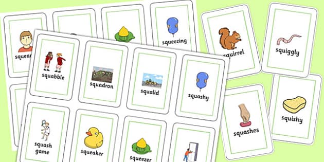 2 Syllable SQU Flash Cards (teacher made) - Twinkl